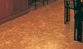 Varnished cork and bamboo flooring